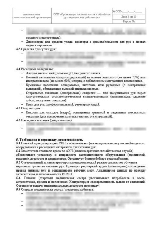 Комплект документов «Организация гигиены рук медицинского персонала»